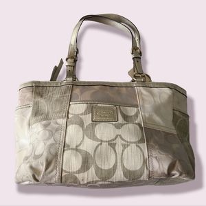 Coach Purse, multi metallic gold patchwork gallery tote